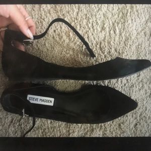Black suede flats